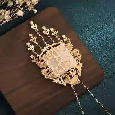 彤彤兔 中式国潮配饰鱼跃龙门流苏古风旗袍 铜 项链 女款