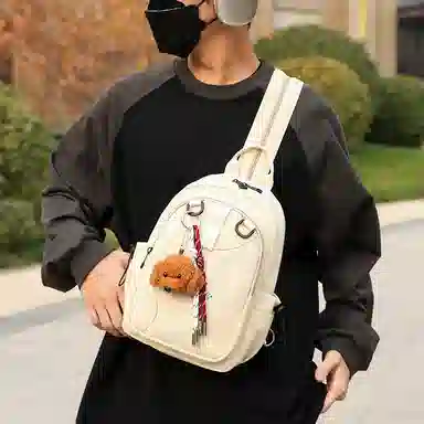 彤彤兔 日常时尚百搭 牛津布 双肩包 男女同款情侣款 黑色/绿色/红色/米色