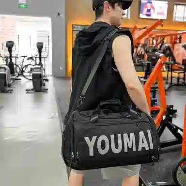 德力熊 出差轻便旅游包运动训练 尼龙拼网 健身包 男女同款情侣款 黑色/粉色/卡其色/红色/灰色