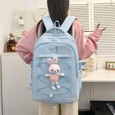 彤彤兔 背包简约学院风书包 尼龙 双肩包 常规 女款 多色