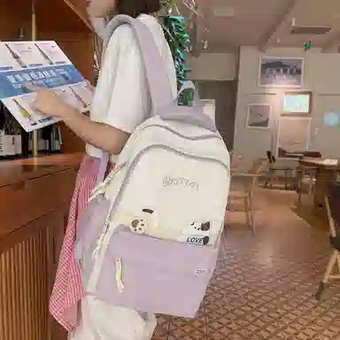 彤彤兔 休闲百搭背包高颜值 尼龙 双肩包 常规 女款 黑色/卡其色/粉色/紫色/蓝色