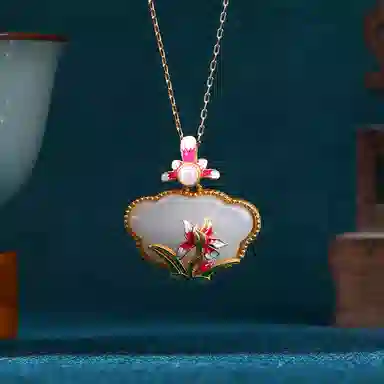 彤彤兔 花开富贵如意长命锁吊坠 精致轻奢优雅小众高级感锁骨链 项链 女款