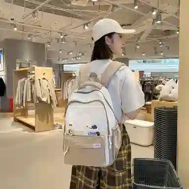 彤彤兔 休闲百搭背包高颜值 尼龙 双肩包 常规 女款 黑色/卡其色/粉色/紫色/蓝色