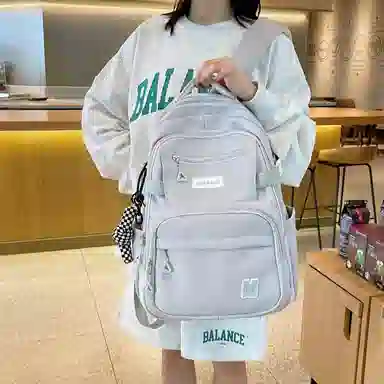 彤彤兔 纯色简约背包韩版 尼龙 双肩包 常规 女款 米白色/黑色/红色/卡其色/灰色