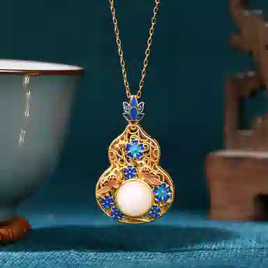 彤彤兔 中式珐琅彩葫芦 烧蓝工艺福禄 铜 项链 女款