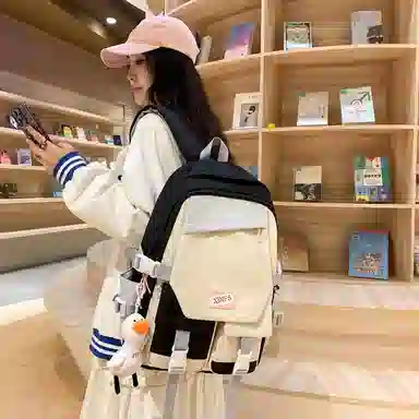 彤彤兔 撞色日系大容量 尼龙 双肩包 女款 多色