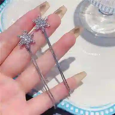 彤彤兔    雪花欧美耳环女长款气质流苏小众百搭潮时尚耳线