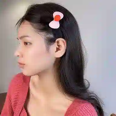 彤彤兔 粉色系蝴蝶结侧边刘海夹顶夹公主头碎可爱 发夹 女款