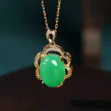 彤彤兔 国潮复古宫廷风菠菜绿 铜 项链 女款