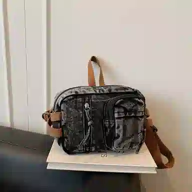 德力熊 复古百搭小众设计时尚轻便 牛仔布 腰包 常规 男女同款情侣款 多色