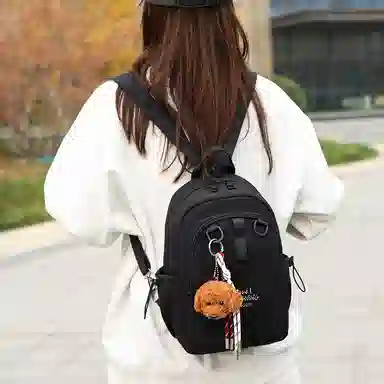 彤彤兔 日常时尚百搭 牛津布 双肩包 男女同款情侣款 黑色/绿色/红色/米色