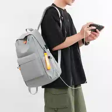 彤彤兔 纯色简约时尚 牛津布 双肩包 男款 黑色\灰色