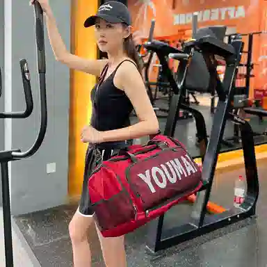 德力熊 出差轻便旅游包运动训练 尼龙拼网 健身包 男女同款情侣款 黑色/粉色/卡其色/红色/灰色