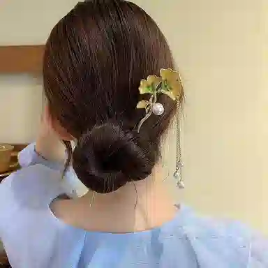 彤彤兔 古风银杏叶流苏后脑勺盘发气质 发簪 女款