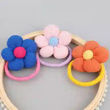 彤彤兔 填充棉可爱小花朵丸子头马尾皮筋不伤发少女高弹力 布料 发绳 女款