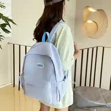 德力熊 时尚原宿个性条绒 尼龙 双肩包 女款 多色