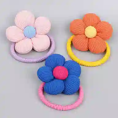 彤彤兔 填充棉可爱小花朵丸子头马尾皮筋不伤发少女高弹力 布料 发绳 女款