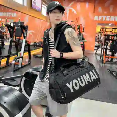 德力熊 出差轻便旅游包运动训练 尼龙拼网 健身包 男女同款情侣款 黑色/粉色/卡其色/红色/灰色