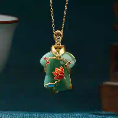 彤彤兔 中式旗开得胜步步生莲华仿古风旗袍 铜 项链 女款