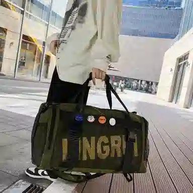 彤彤兔 干湿分离短途出差包手提行李袋 尼龙 旅行包 男女同款情侣款 黑色/灰色/黑色