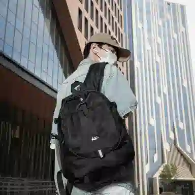 彤彤兔 韩版背包潮流 牛津布 双肩包 男女同款情侣款 灰色/黑色