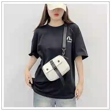 彤彤兔 时尚百搭手机包 尼龙 斜挎包 男女同款情侣款 黑色/白色/卡其色