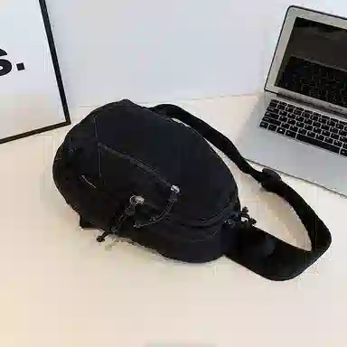 德力熊 多功能简约百搭 牛仔布 胸包 常规 男女同款情侣款 多色