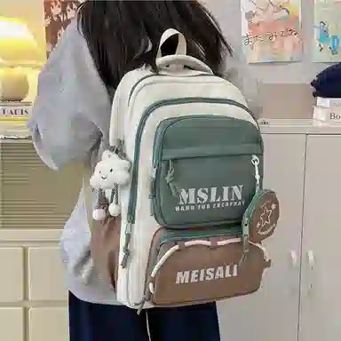 彤彤兔 百搭日系小清新高颜值 尼龙 双肩包 常规 女款 紫色/蓝色/黑色/棕色/绿色