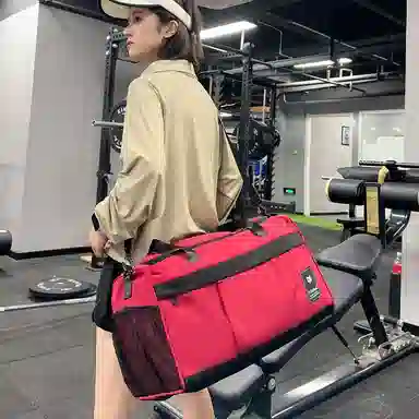 德力熊 干湿分离训练大容量短途旅行包 尼龙 健身包 男女同款情侣款 黑色/粉色/灰色/红色/黄色/蓝色/青绿色