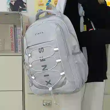 彤彤兔 轻便时尚 尼龙 背包双肩包 男女同款情侣款 灰色/黑色