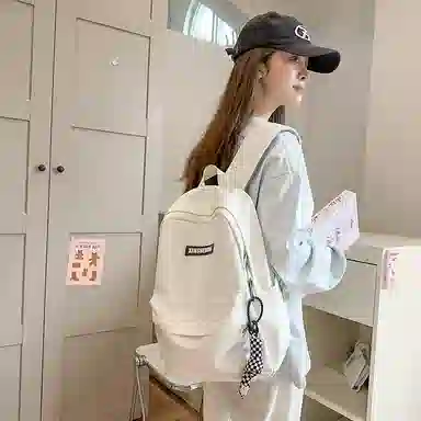 彤彤兔 休闲简约 尼龙 双肩包 常规 女款 黑色/白色/红色/卡其色/蓝色