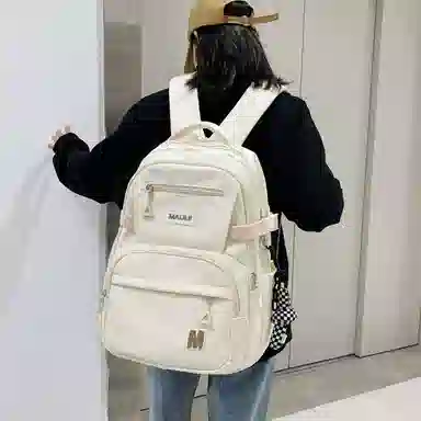 彤彤兔 纯色简约背包韩版 尼龙 双肩包 常规 女款 米白色/黑色/红色/卡其色/灰色