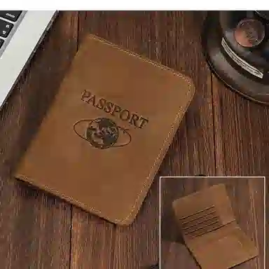 彤彤兔 登机证件包飞机票夹护照本保护 头层牛皮 卡包 男女同款情侣款 咖啡色/深棕色