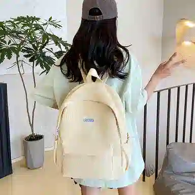 德力熊 时尚原宿个性条绒 尼龙 双肩包 女款 多色