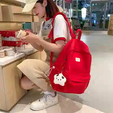 德力熊 简约大容量 尼龙 双肩包