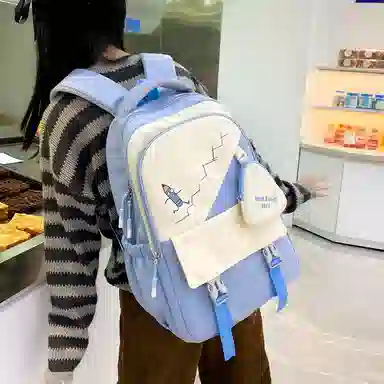 彤彤兔   韩版森系大容量四件套时尚百搭 尼龙 双肩包组合装 男女同款情侣款 粉色/绿色/紫色/黑色/蓝色