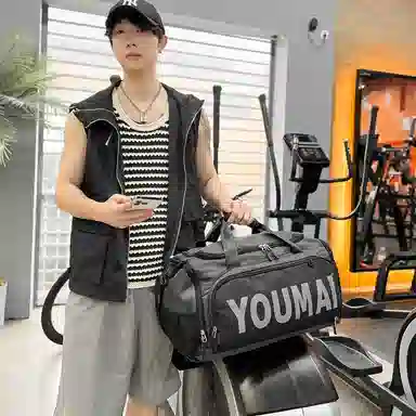 德力熊 出差轻便旅游包运动训练 尼龙拼网 健身包 男女同款情侣款 黑色/粉色/卡其色/红色/灰色