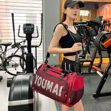 德力熊 出差轻便旅游包运动训练 尼龙拼网 健身包 男女同款情侣款 黑色/粉色/卡其色/红色/灰色