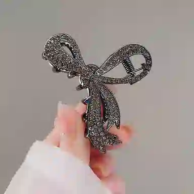 彤彤兔 黑色蝴蝶结抓夹中号高级感后脑勺盘发 鲨鱼夹发量多气质发饰 发夹 女款