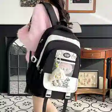 彤彤兔 高颜值可爱小清新撞色 帆布 双肩包 男女同款情侣款 多色