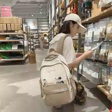 彤彤兔 休闲百搭背包高颜值 尼龙 双肩包 常规 女款 黑色/卡其色/粉色/紫色/蓝色