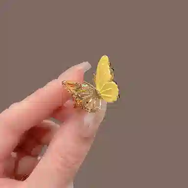彤彤兔 高级感黄色蝴蝶时尚气质优雅 鲨鱼夹小号夹子抓夹发卡发饰 发夹 女款