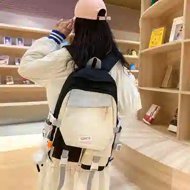 彤彤兔 撞色日系大容量 尼龙 双肩包 女款 多色