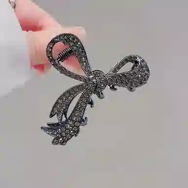 彤彤兔 黑色蝴蝶结抓夹中号高级感后脑勺盘发 鲨鱼夹发量多气质发饰 发夹 女款