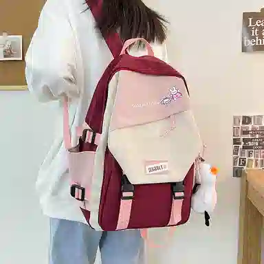 彤彤兔     时尚大容量韩版撞色 尼龙 双肩包 女款 蓝色/绿色/黑色/红色