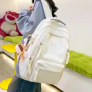 德力熊双肩包尼龙书包学生旅行背包男女通用多色大容量高中生百搭电脑双肩背包