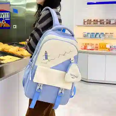 彤彤兔   韩版森系大容量四件套时尚百搭 尼龙 双肩包组合装 男女同款情侣款 粉色/绿色/紫色/黑色/蓝色