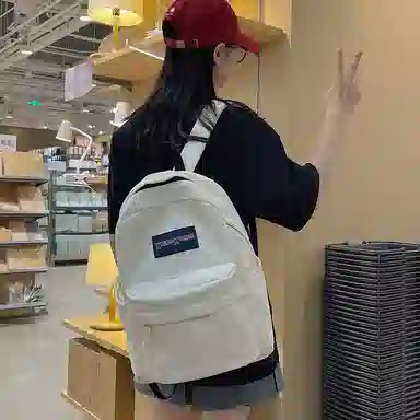 德力熊 时尚轻便大容量拉链开合 尼龙 书包背包双肩包 常规 男女同款情侣款 米白色/黑色/深棕/绿色