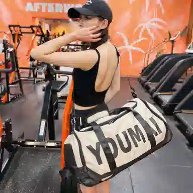 德力熊 干湿分离运动 尼龙 健身包 男女同款情侣款 黑色粉色卡其色红色黄色