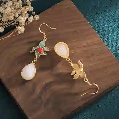 彤彤兔 彩绘花卉 精致轻奢优雅小众高级感 耳环 女款